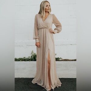Vici Abigail champagne sparkle maxi dress